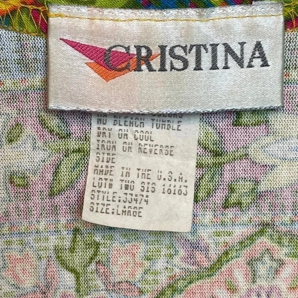 RARE Vintage 1980’s Cristina top with multicolored print - Picture 4 of 11